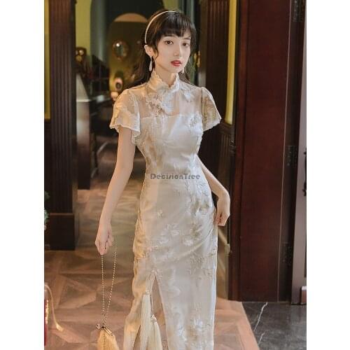 2021 retro sexy lace cheongsam dress woman chinese style party qipao cheongsam qipao elegant party dress Modern Cheongsam dress