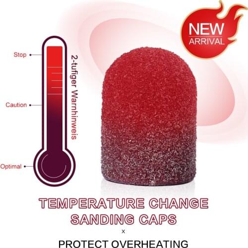 50PCS #80 5 sizes Temperature Change Sanding Caps Bands Block Mandrel Nail Art For Pedicure Electric Nail Drill Bits Foot Care