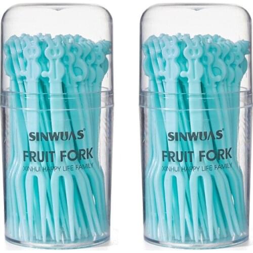 50Pcs Fruit Fork Mini Snack Cake Dessert Food Fruit Pick Toothpick Bento Lunches Party Plastic Forks Disposable fork 8.5cm