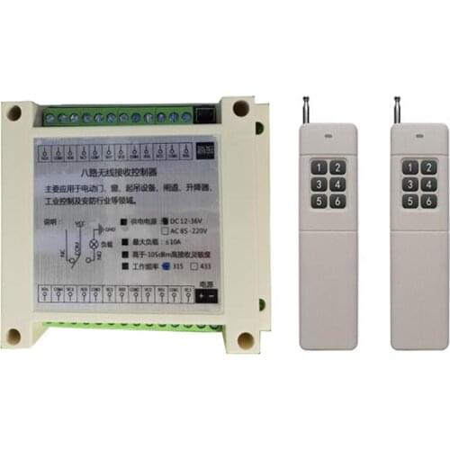 500-3000m DC12V 24V 8CH 8 CH Wireless Remote Control LED Light Switch Relay Output Radio RF Transmitter And 315/433 MHz Receiver