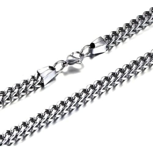 6mm Link Chain Necklace For Men Hiphop Box Curb Franco Chain Necklace Stainless Steel Jewelry Punk Style Wholesale