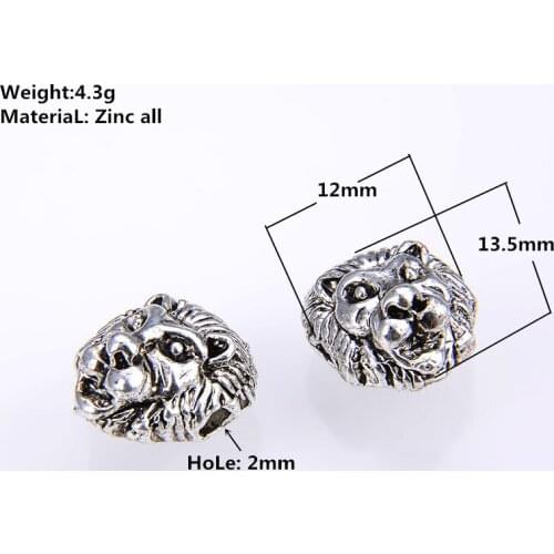 10PCS/ pack NEW Gold Color Leo Lion Head Beads Spacer skull Beads Charms for European Bracelets DIY Jewelry Making Wholesale