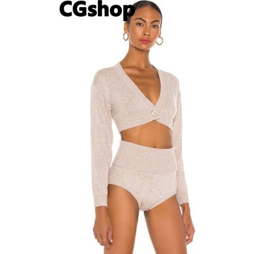 CGshop Single Button Knitted Loose Cropped Cardigan Women Autumn Winter Vintage Long Sleeve Short Sweater Jacket Coat Oversized