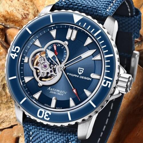 NEW PAGANI DESIGN Mens Watches Luxury Bezel Luminous NH39 Automatic Watch Men Sport 20Bar Waterproof Nylon Leather reloj hombre