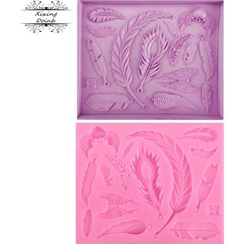 DIY sugar craft beautiful feather silica gel mold fudge mold chocolate jelly mold cake decoration tool Pendant Jewelry
