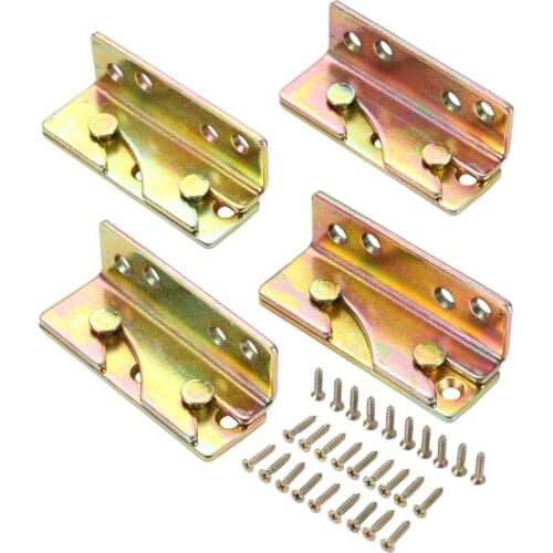 DRELD 4pcs/set Bed Rail Bracket Fitting Snap Connector Heavy Duty Bed Rail Bracket Bed Rail Fasteners with Screws