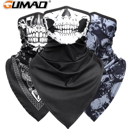 Breathable Sport Skull Face Bandana Half Printed Mask Ski Reusable Tube Scarf Fishing Hiking Running Neck Gaiter Cover Men Women