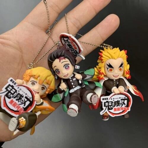 6cm Action Mini Cute Demon Slayer Tanjirou Kamado Pandent Toys For Children Agatsuma Inosuke Doll Gift Toys Keychain Accessories