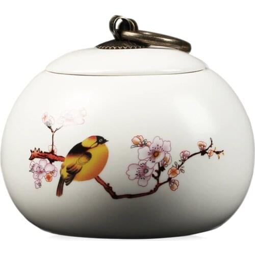 Elegant Ceramic Jar For Tea Chinese Pattern Food Container White Porcelain Jar Tank Tea Coffee Cany Jar Storage Canister tempero