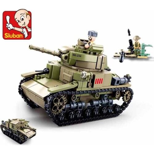 463Pcs WW2 Military 2 IN 1 M13/40 Tank Model Building Blocks War Chariot Car Brinquedos DIY Bricks Educational Toys For Children