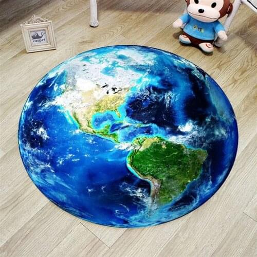 Round Carpet 3D Print Earth Planet Soft Carpets Anti-slip Rugs Computer Chair Mat Floor Mat for Kids Room Home Decor CL12041137