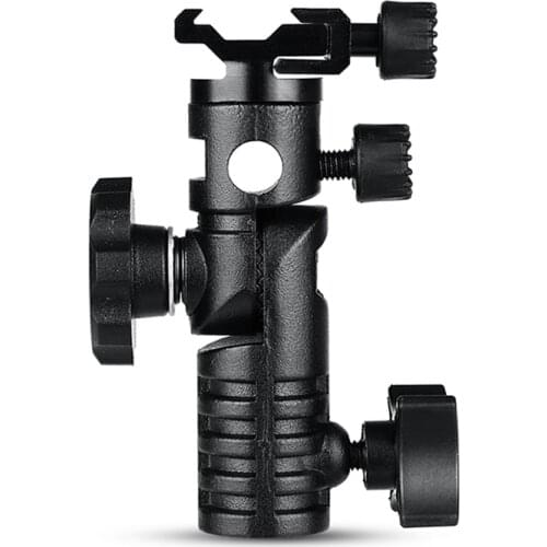 Metal Flash Bracket, Universal Hot Shoe Speedlite Reflector Umbrella Holder With 1/4" Screw Mount Swivel Adapter Light Stand