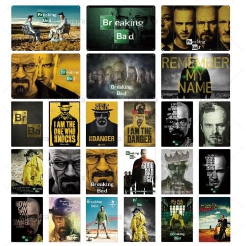 Metal Tin Sign Movie Breaking Bad Metal Plaque Signs Movie Poster Wall Art Decor For Camera Music Cafe Pub Club Bar Iron Plaque