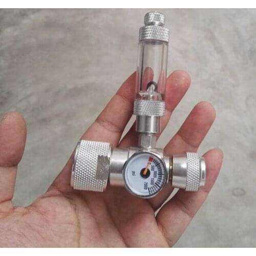 Aluminum Alloy Mini Single Gauge Pressure Reducing Valve with Bubbler Fish Tank Carbon Dioxide Cylinder Fine-tuning Valve