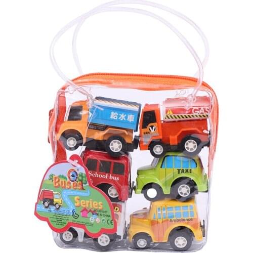 6pcs Car Model Toy Pull Back Car Toys Mobile Vehicle Fire Truck Taxi Model Kid Mini Cars Boy Toys Gift Diecasts Toy for Children