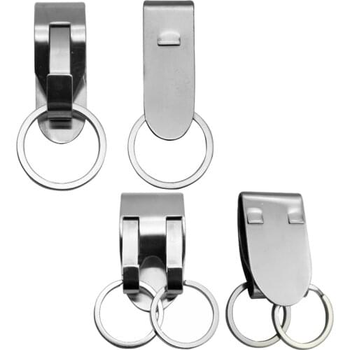 Fashion Key Clip Belt Keychain 2 Detachable Keyrings Belt Key Holder Stainless Steel Keyring Security Clip On Heavy Duty Belt