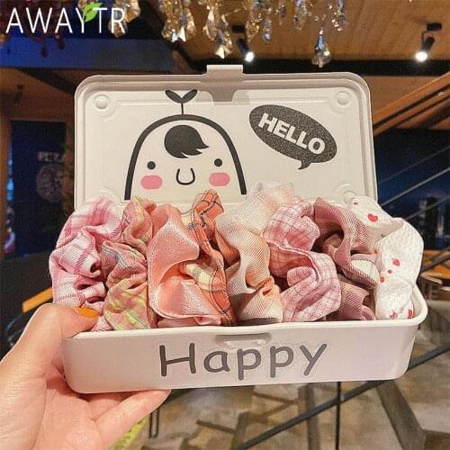 5pcs Set Satin Scrunchies Elastic Rubber Hair Tie Bands Women Headband Girl Hairband Female Hair Accessories Ponytail Holders