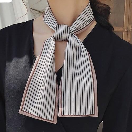 2021 spring Korean version of all-match women scarf silk hand-feel double-sided printing scarf thin section scarf 15x150cm