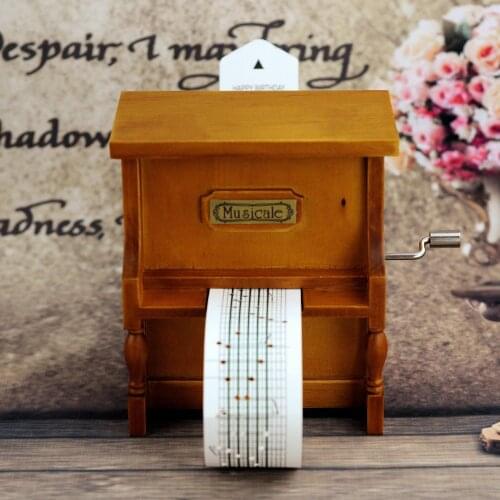 Vintage DIY paper tape piano music box hand-cranked wooden crafts Home Aesthetic Room decoration accessories Christmas gifts