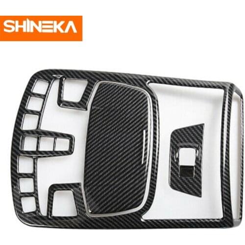 SHINEKA Interior Mouldings For Ford F150 2015-2020 Car Carbon Fiber Grain Front Reading Light Lamp Frame Cover Trim Accessories