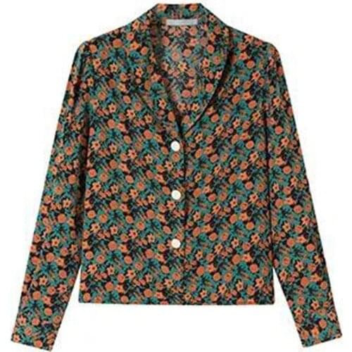 Chic Korean Style Long Sleeve Women Blouse Floral Printing Notched Collar Tunic Office Ladies Shirt 2021 Summer Plus Size Tops