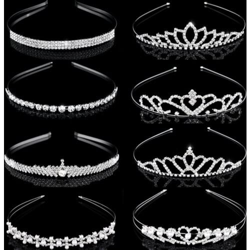 Women Girls Rhinestone Crystal Headband Pearl Small Tiaras and Crowns Hair band Bride Wedding Hair Accessories