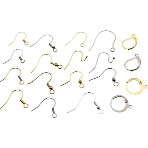 20pcs Stainless Steel Earrings Hooks Clasp French Wire Silver Gold Hypo-Allergenic Earring Base Components DIY Jewelry Findings