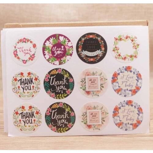 200pcs/lot New design 3cm Flower pattern Thank you sticker label Christmas labels DIY Handmade self adhesive label for bakery