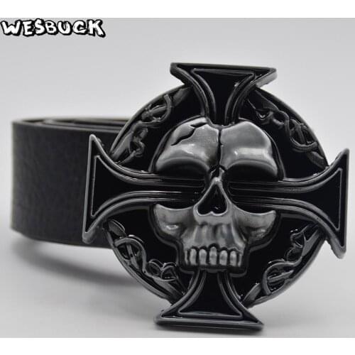 5 PCS MOQ WesBuck Brand Hot Sale Belt Buckles Metal New Skull series Waistband Design Buckle With PU Belt