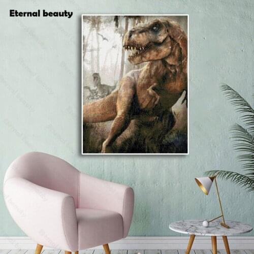 5D Diy Diamond Painting Large Forest Dinosaur Cross Stitch Kits Full Square Round Diamond Mosaic Diamond Embroidery Home Decor