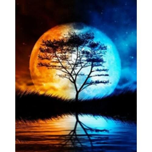 GATYZTORY DIY Full Drill Moon Diamond Painting Landscape Rhinestone Embroidery Mosaic Art Cross Stitch Wall Decor Gift