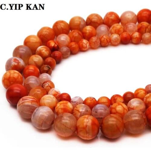 C.YIP KAN Natural stone orange rainbow stone round beads suitable for Diy handmade bracelet beads jewelry production ac