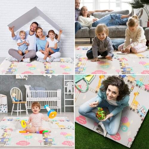 Baby Gym Playmat Foldable Kids Carpet Xpe Childrens Blanket Waterproof Non-Toxic Games Mats Double-Sided Climbing Pad with Bag