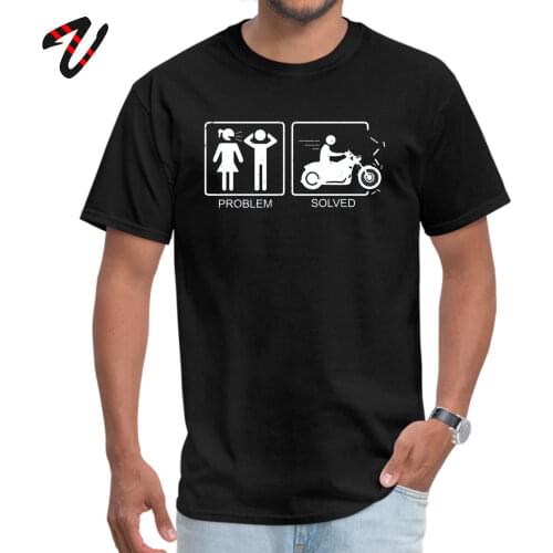 Europe Problem Solved Motorcycle German Shepherd April FOOL DAY Tees Fitted Round Collar Pure Geek Tee-Shirts Mens T Shirts