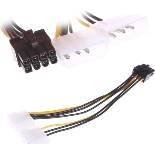 H05B 2x 4-Pin Molex LP4 To 8-Pin PCI Express Video Card PSU Power Adapter Cable