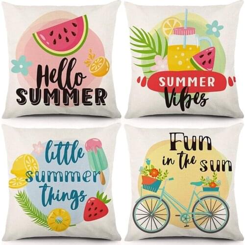Summer Pillow Covers 18 X 18 Inch Set Of 4 Summer Decorations Farmhouse Throw Pillow Covers For Couch And Home Decors-ABUX
