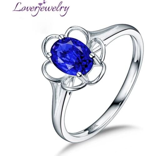LOVERJEWELRY 14Kt White Gold Oval Tanzanite Rings For Holloween Christmas Party Jewelry Gift Good Quality Gemstone Women Ring