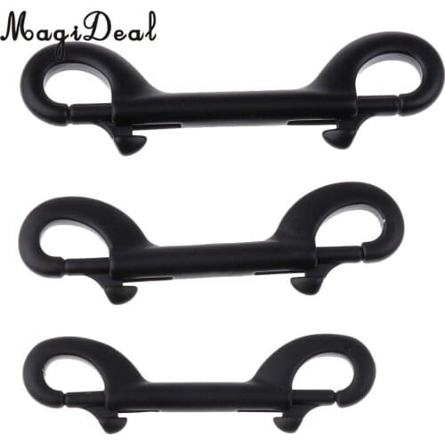 MagiDeal Scuba Diving 90mm/100mm/115mm 316 Black Stainless Steel Double Ended Bolt Snap Buckle Metal Clip for Underwater Sports