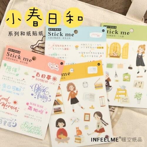 Cute Girl Character Stickers Kawaii Kids Korean Stationery Sticker Sheets for DIY Decorative Photo Album