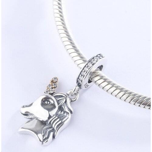 Fashion Accessories 925 Sterling Silver Animal Unicorn Horse Pendant Charm Bracelet DIY Jewelry Making For Original Pandora