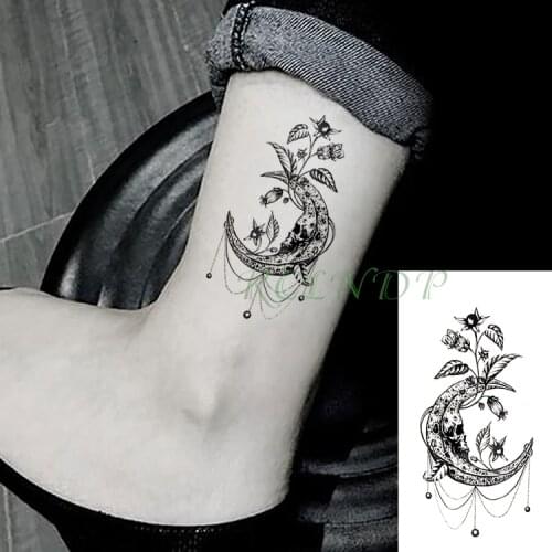 Fashion Waterproof Temporary Tattoo Sticker Skull Moon Flower Fake Tatto Flash Tatoo Wrist Foot Hand Arm Chest For Women Men