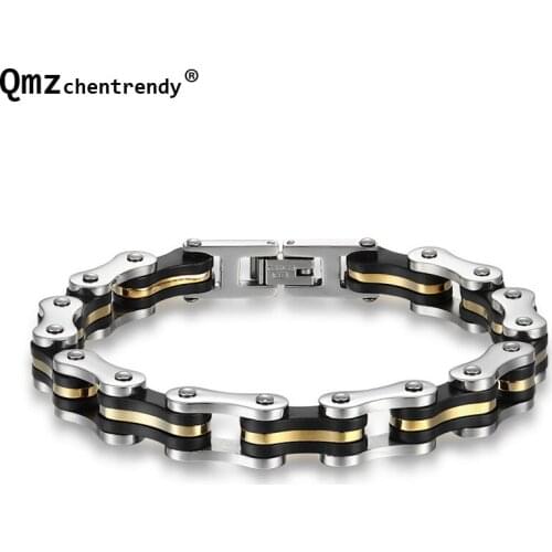 Stainless Steel Men Biker Bracelet Bicycle Motorcycle Chain Mens Bracelets Mens Punk Bracelets & Bangles New 22.5CM*9MM