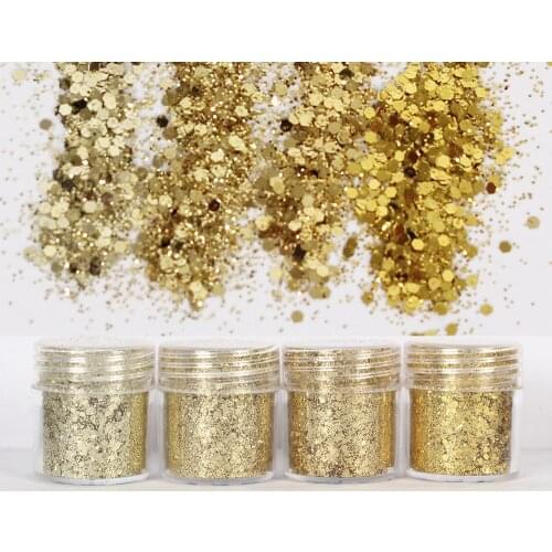 4pot Champagne Color Shinning Glitters 1mm Sequin Mixed Set Resin Mold Fill Material For Diy Resin Crafts Silicone Mold Pigment