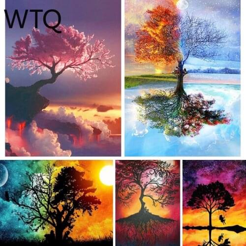 5D DIY Diamond Painting Landscape Tree Fantasy Cross Stitch Kits Full Drill Diamond Embroidery Mosaic Art Picture Home Deco Gift