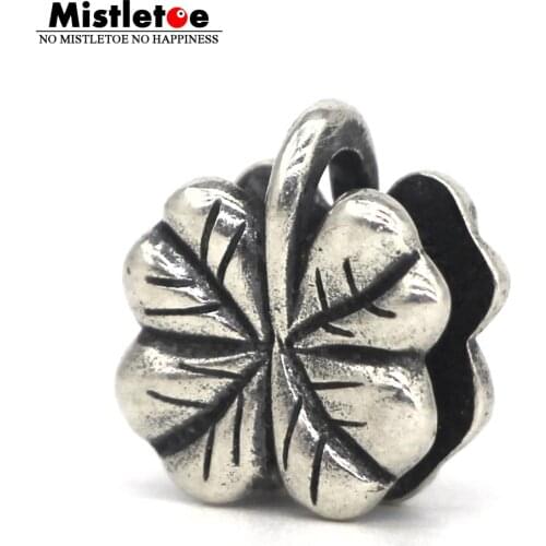 Mistletoe 925 Sterling Silver Lucky Clover Lock European Jewelry