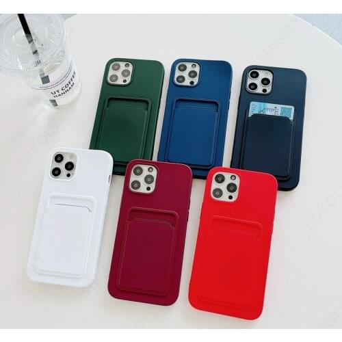 Original Card Bag Phone Case For iPhone 12 Pro Max 11 XR X XS 8 7 Plus 12 Mini Pocket Matte Silicone Soft Cover Wallet Bumper