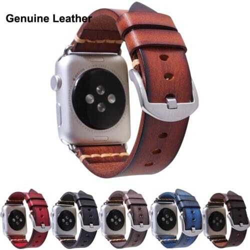 100% Genuine Cow Leather Watchbands for Apple Watch 6 SE 5 4 42MM 38MM 44MM 40MM Strap Bracelet Belt for iWatch 6 SE Wristband