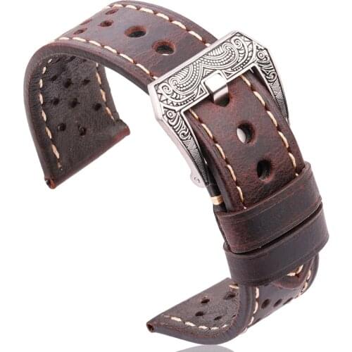 Vintage Cow Leather Watchband 20mm 22mm Genuine Leather Strap For Amazfit Gtr Huawei Watch Belt Wrist Bracelet Brown Black