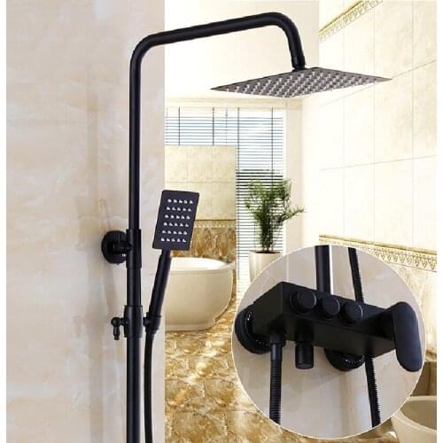 Luxury Black Oil Brushed Bathroom Brass Rain Shower Set, Shower Faucet European style Bath & Shower Faucet Set, Wall Mounted