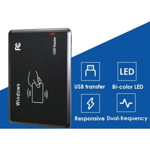 Smart Card Reader No Drive Issuing Device USB For Proximity Control RFID Sensor USB 13.56MHz Access 125KHz Reader